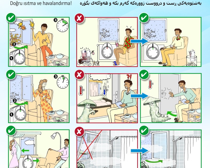 Tipps zum Sparen in elf Sprachen – Poster mit Comic zeigt Wege zur Senkung von Heizkosten