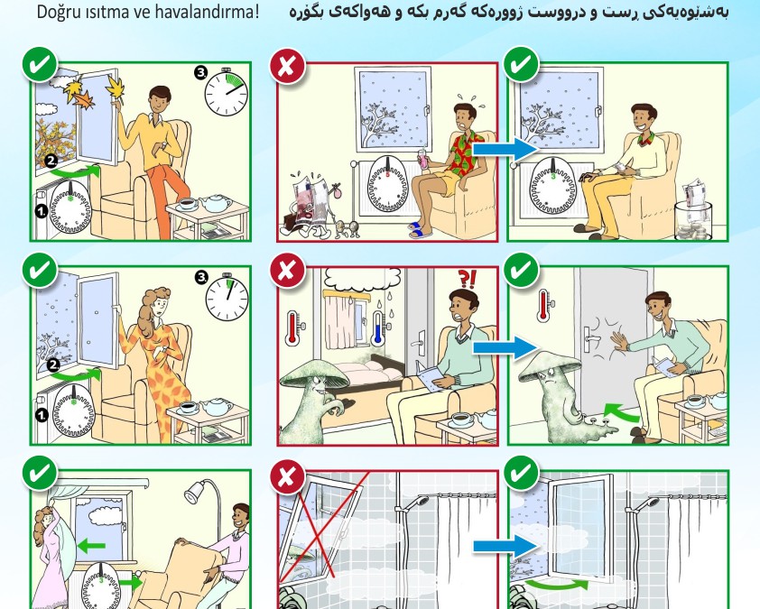 Tipps zum Sparen in elf Sprachen – Poster mit Comic zeigt Wege zur Senkung von Heizkosten